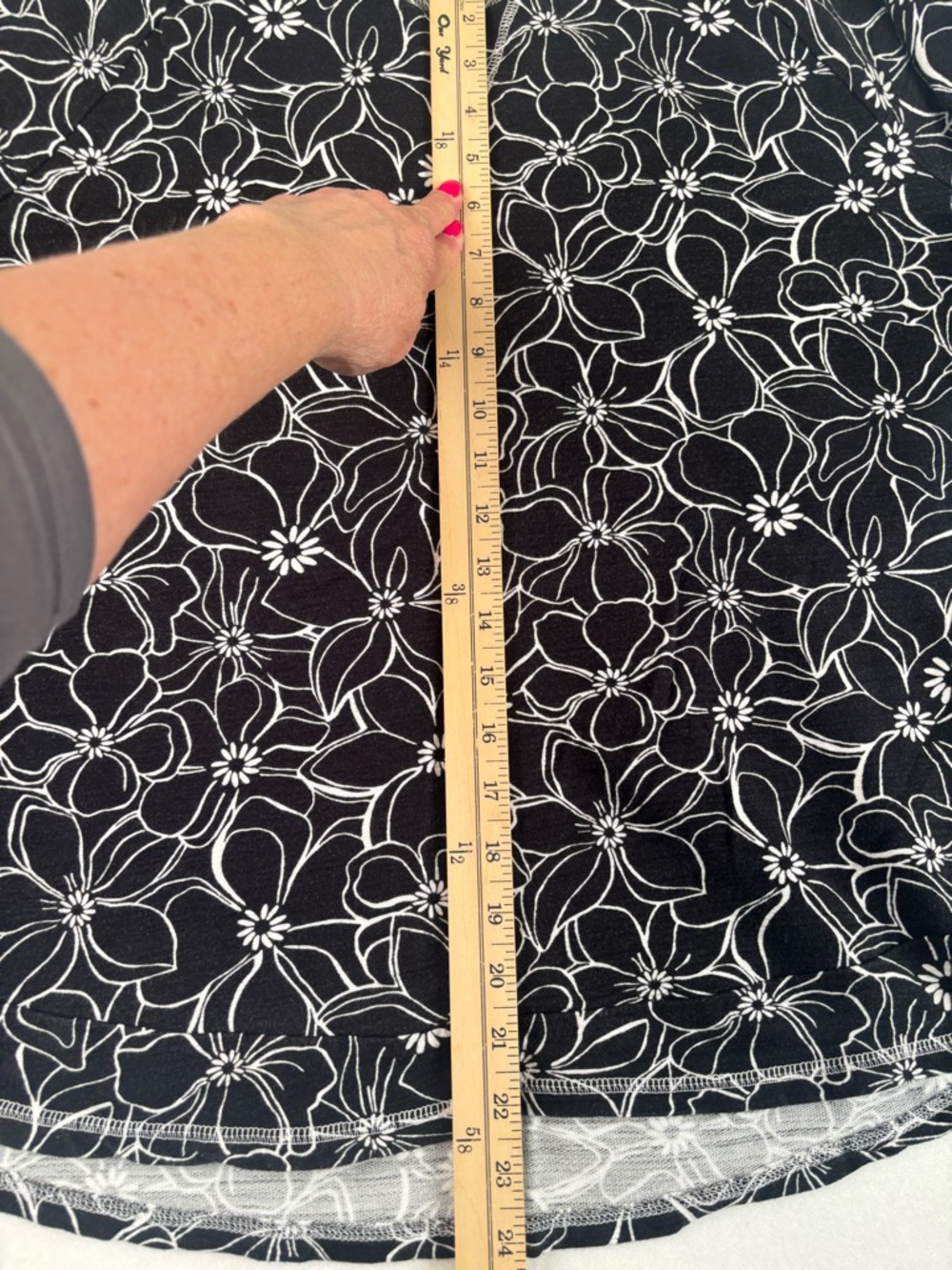 Talbots Black Long Sleeve Floral-Outline Tee - Picture 8 of 10